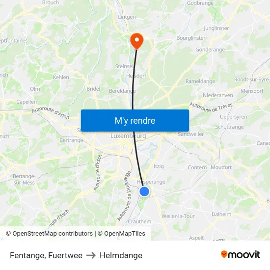 Fentange, Fuertwee to Helmdange map
