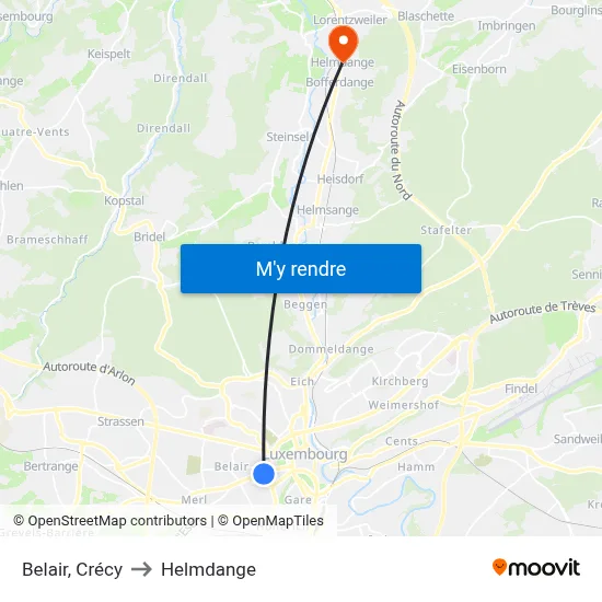 Belair, Crécy to Helmdange map