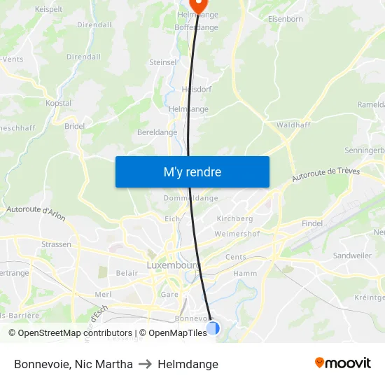 Bonnevoie, Nic Martha to Helmdange map