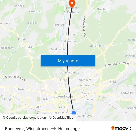 Bonnevoie, Wisestrooss to Helmdange map