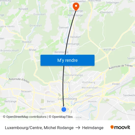 Luxembourg/Centre, Michel Rodange to Helmdange map