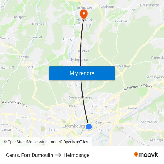 Cents, Fort Dumoulin to Helmdange map