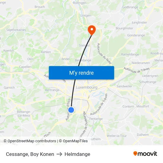 Cessange, Boy Konen to Helmdange map