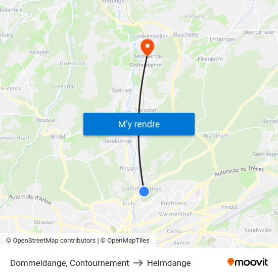 Dommeldange, Contournement to Helmdange map