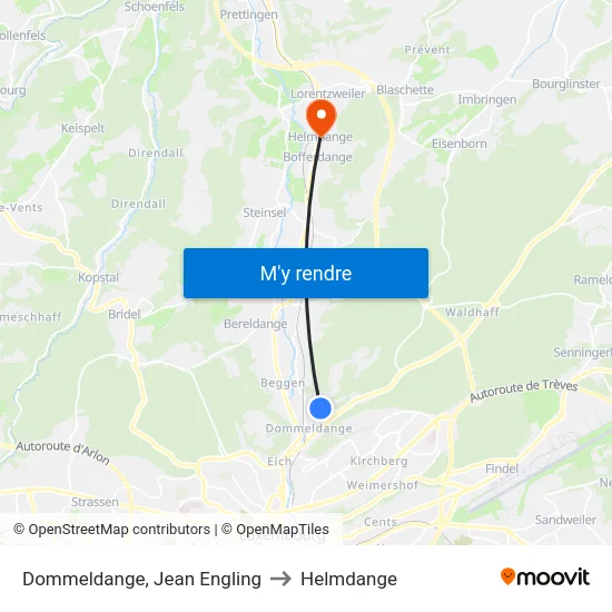 Dommeldange, Jean Engling to Helmdange map