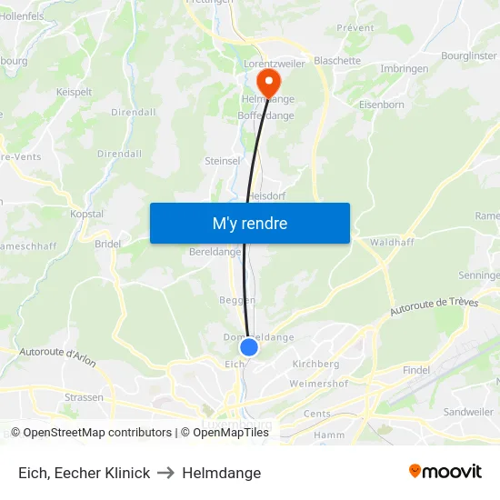 Eich, Eecher Klinick to Helmdange map