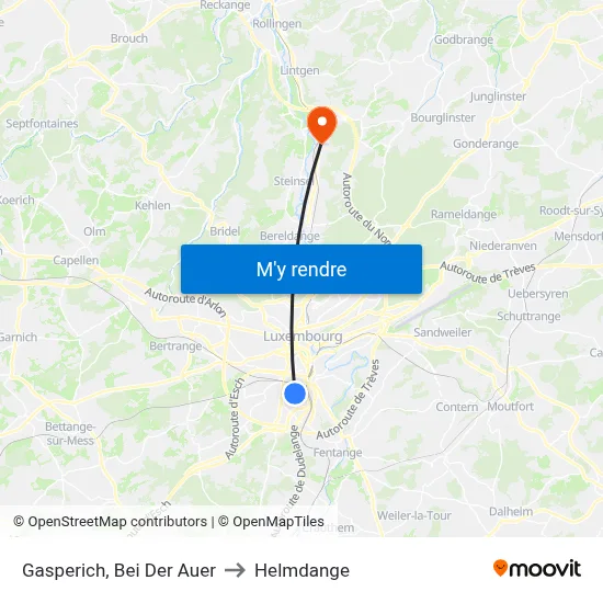 Gasperich, Bei Der Auer to Helmdange map