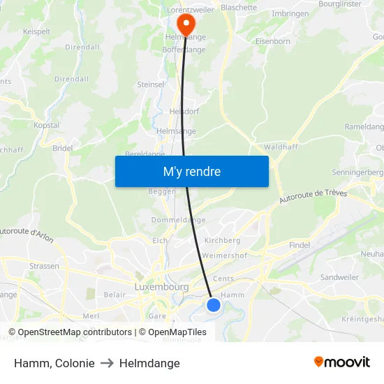 Hamm, Colonie to Helmdange map