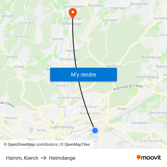 Hamm, Kierch to Helmdange map