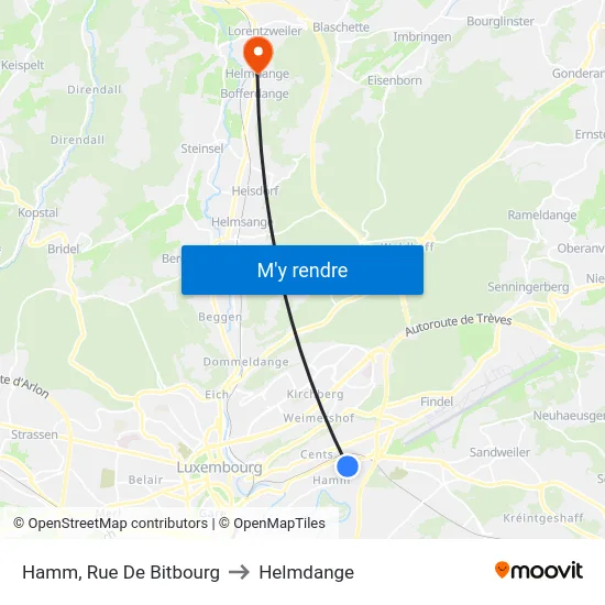 Hamm, Rue De Bitbourg to Helmdange map