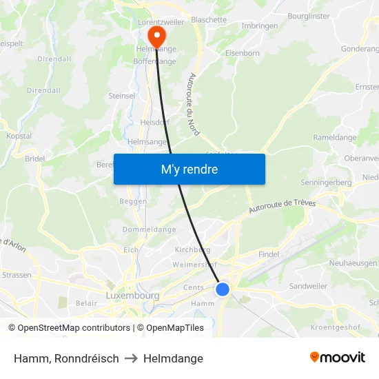 Hamm, Ronndréisch to Helmdange map