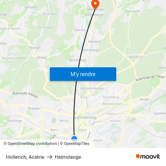 Hollerich, Aciérie to Helmdange map