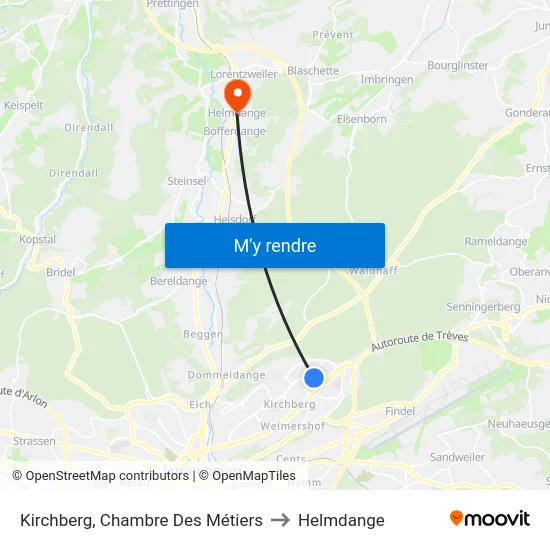 Kirchberg, Chambre Des Métiers to Helmdange map