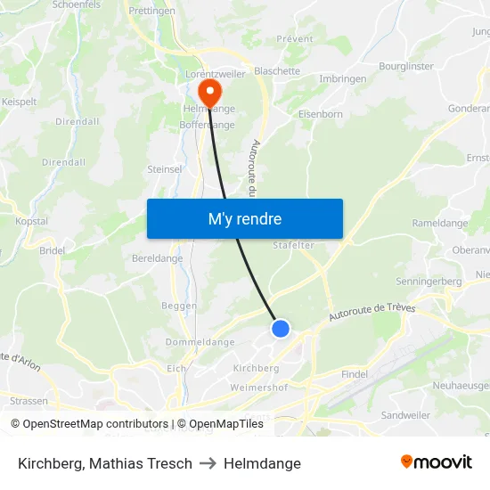 Kirchberg, Mathias Tresch to Helmdange map