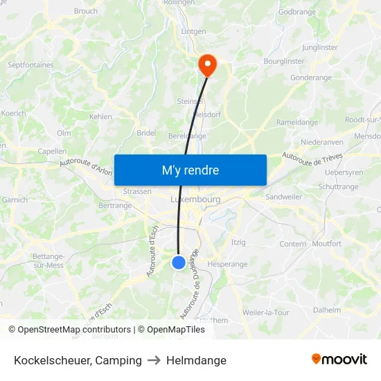 Kockelscheuer, Camping to Helmdange map