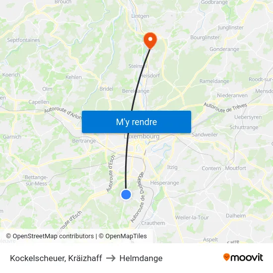 Kockelscheuer, Kräizhaff to Helmdange map