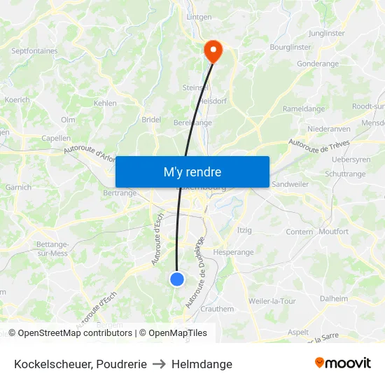 Kockelscheuer, Poudrerie to Helmdange map