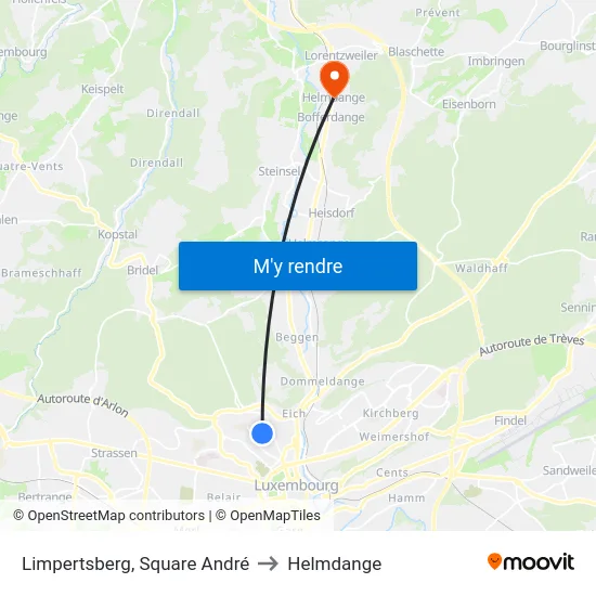 Limpertsberg, Square André to Helmdange map