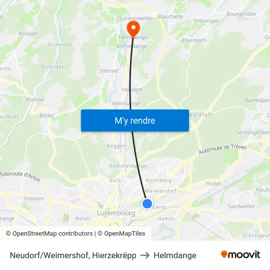 Neudorf/Weimershof, Hierzekrëpp to Helmdange map