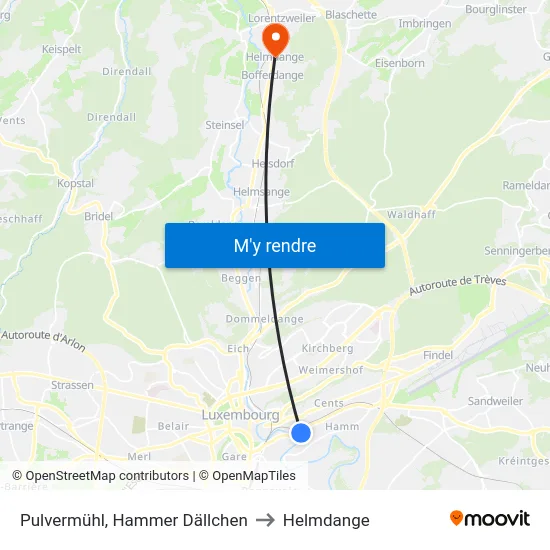 Pulvermühl, Hammer Dällchen to Helmdange map