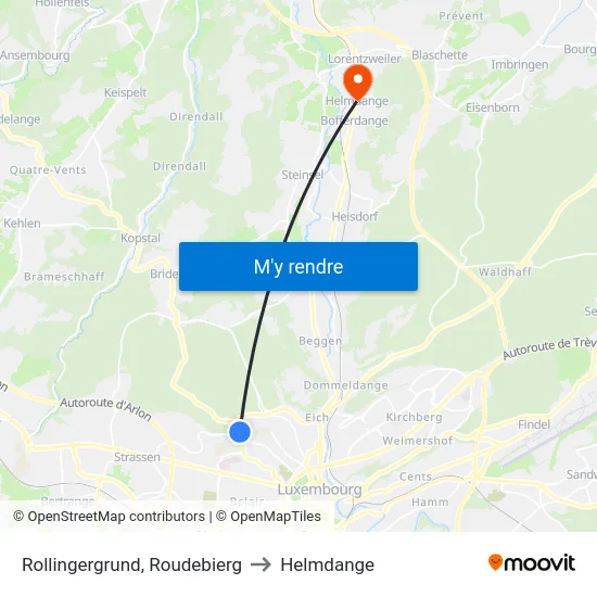 Rollingergrund, Roudebierg to Helmdange map