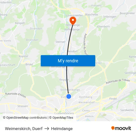 Weimerskirch, Duerf to Helmdange map