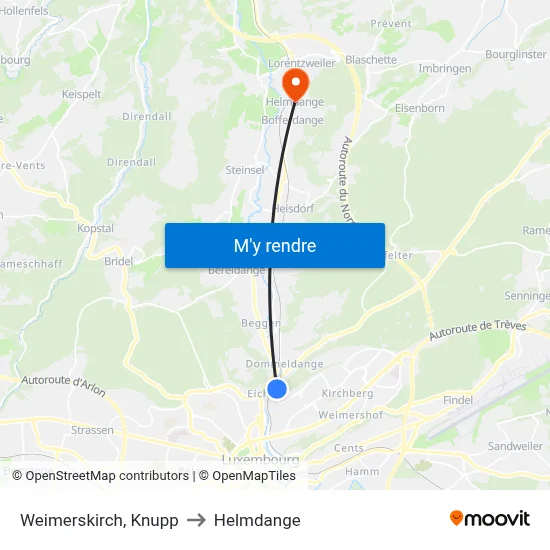 Weimerskirch, Knupp to Helmdange map