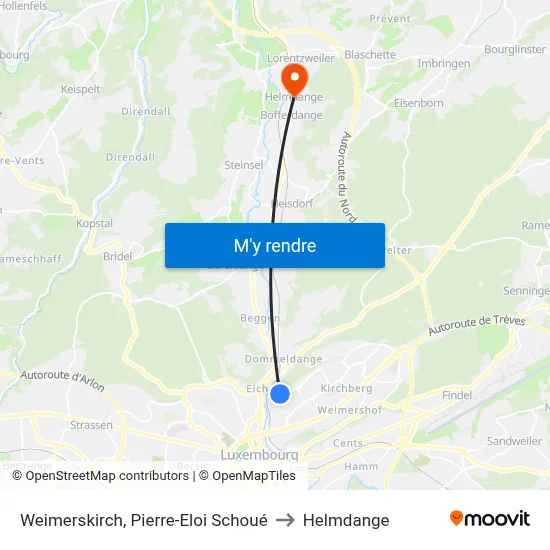 Weimerskirch, Pierre-Eloi Schoué to Helmdange map