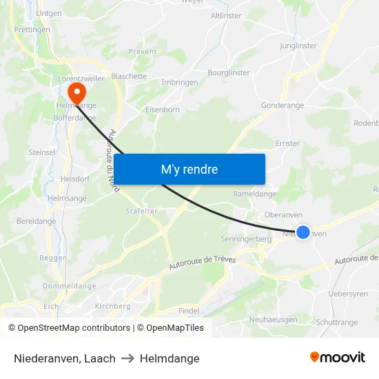 Niederanven, Laach to Helmdange map