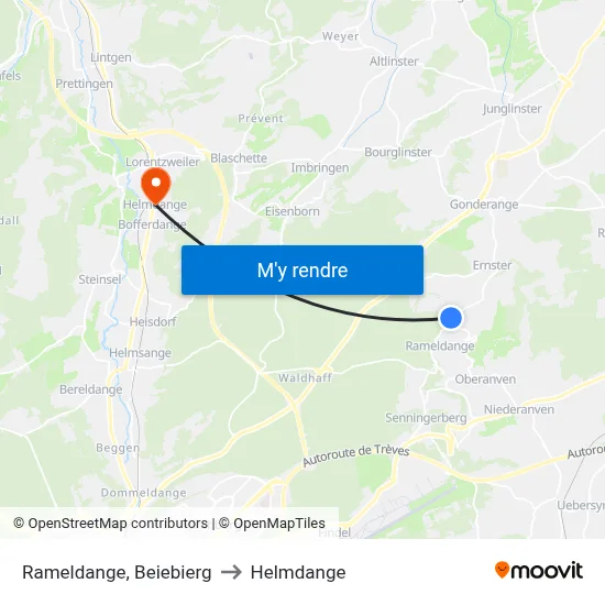 Rameldange, Beiebierg to Helmdange map