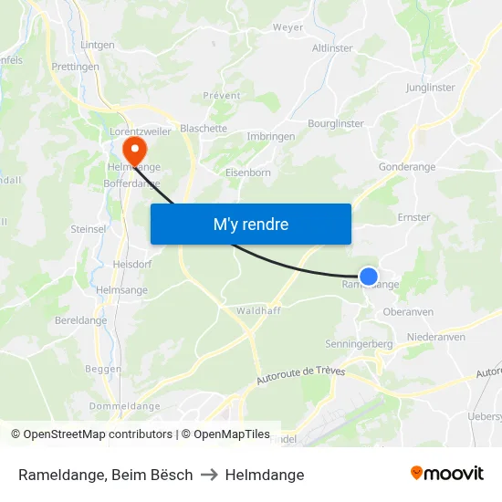 Rameldange, Beim Bësch to Helmdange map