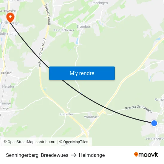 Senningerberg, Breedewues to Helmdange map