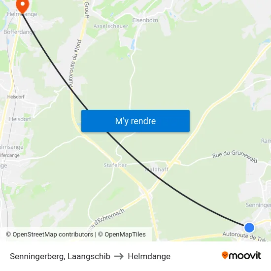 Senningerberg, Laangschib to Helmdange map