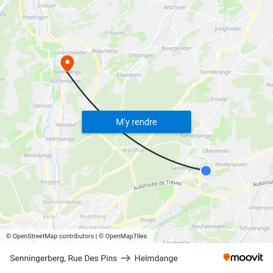 Senningerberg, Rue Des Pins to Helmdange map