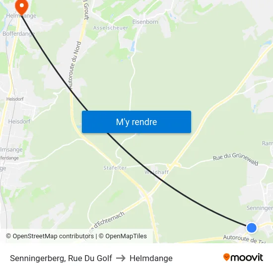 Senningerberg, Rue Du Golf to Helmdange map