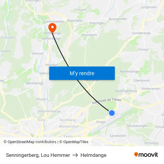 Senningerberg, Lou Hemmer to Helmdange map