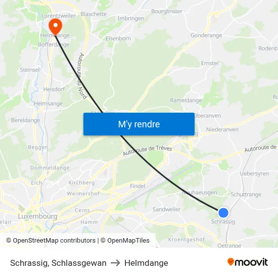 Schrassig, Schlassgewan to Helmdange map
