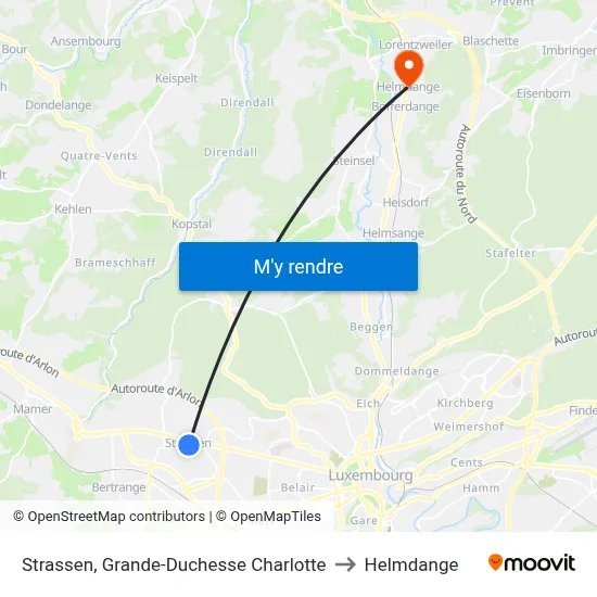 Strassen, Grande-Duchesse Charlotte to Helmdange map