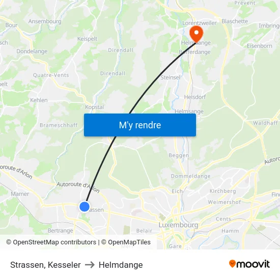 Strassen, Kesseler to Helmdange map