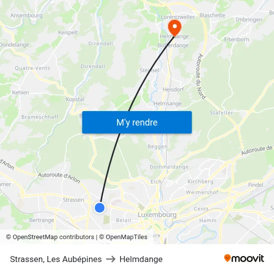 Strassen, Les Aubépines to Helmdange map