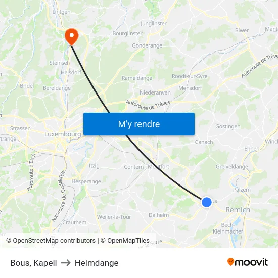 Bous, Kapell to Helmdange map