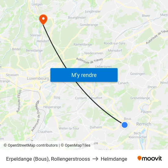 Erpeldange (Bous), Rollengerstrooss to Helmdange map