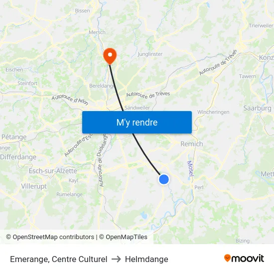Emerange, Centre Culturel to Helmdange map