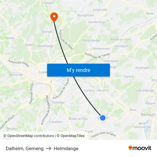 Dalheim, Gemeng to Helmdange map