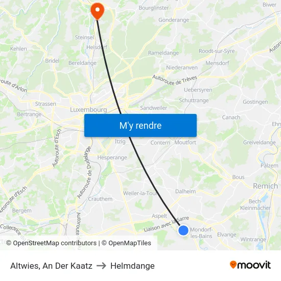 Altwies, An Der Kaatz to Helmdange map