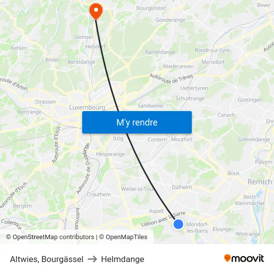 Altwies, Bourgässel to Helmdange map