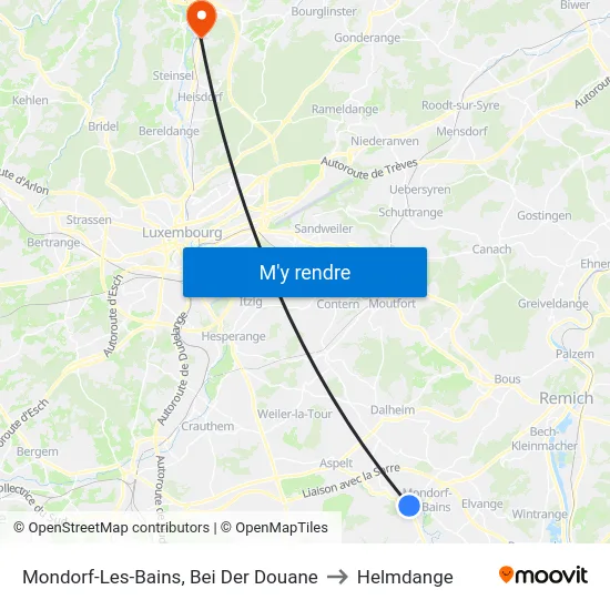 Mondorf-Les-Bains, Bei Der Douane to Helmdange map
