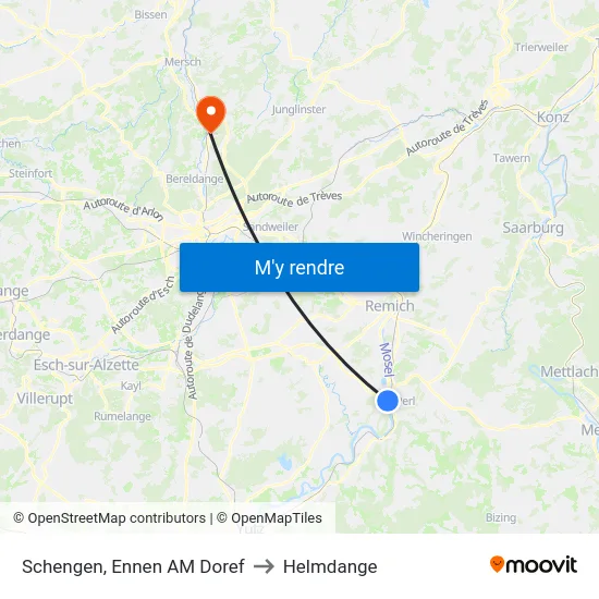 Schengen, Ennen AM Doref to Helmdange map