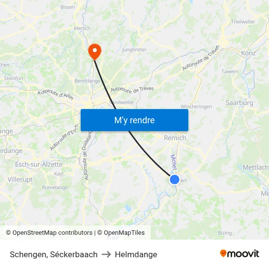 Schengen, Séckerbaach to Helmdange map