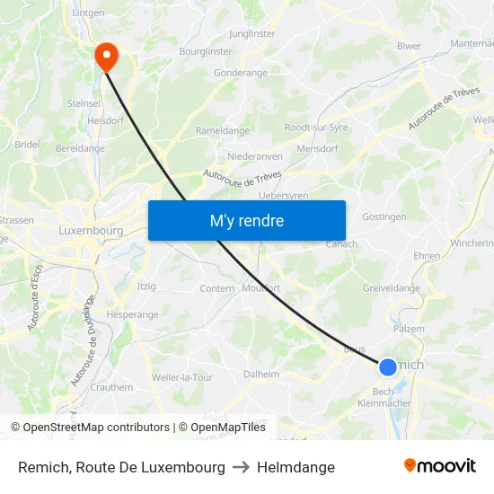 Remich, Route De Luxembourg to Helmdange map